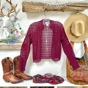 Stunning April Corner knit crochet boho cardigan w prairie country vibe